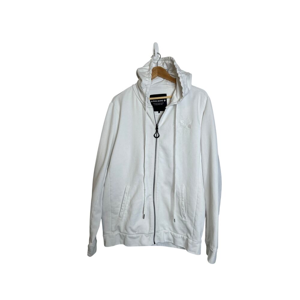Bjorn Borg Tennis Club White Unisex Hoodie Size Large Tennis Sweden